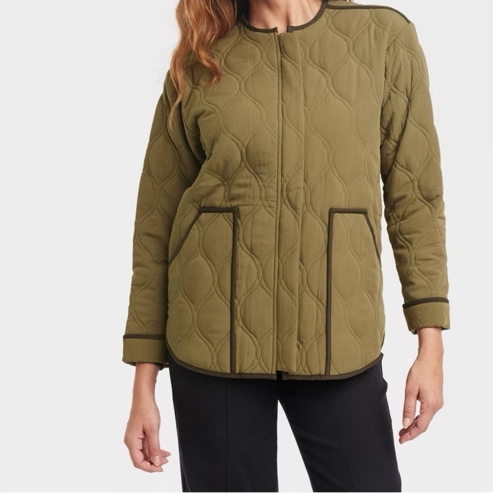 Knox Rose Women’s Quilted Jacket • Olive Green - Picture 2 of 4